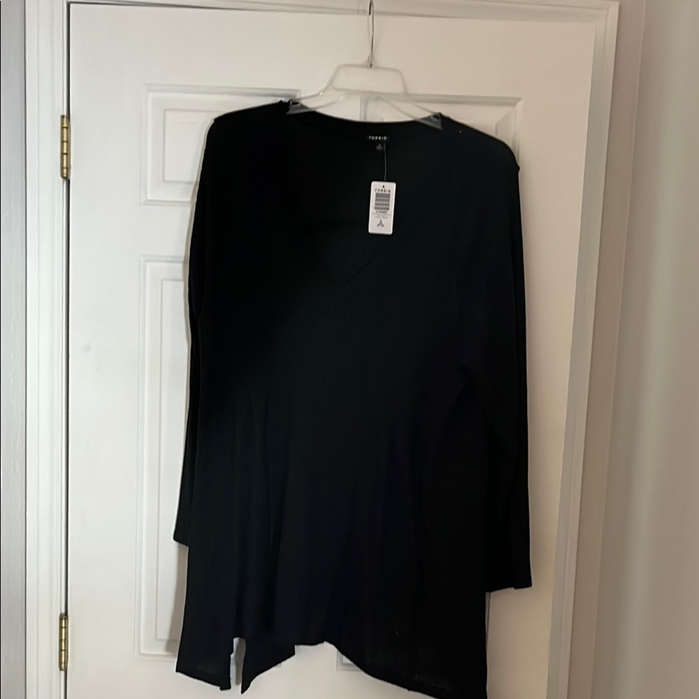 Torrid Black V-Neck Long Sleeve Waffle Knit Top Size 3 NWT